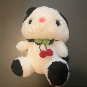Plush Panda Toy with Cherry Accessory and stick cup to hang on window